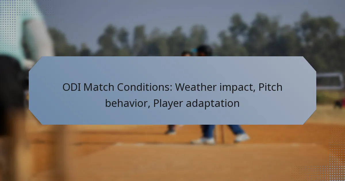ODI Match Conditions: Weather impact, Pitch behavior, Player adaptation