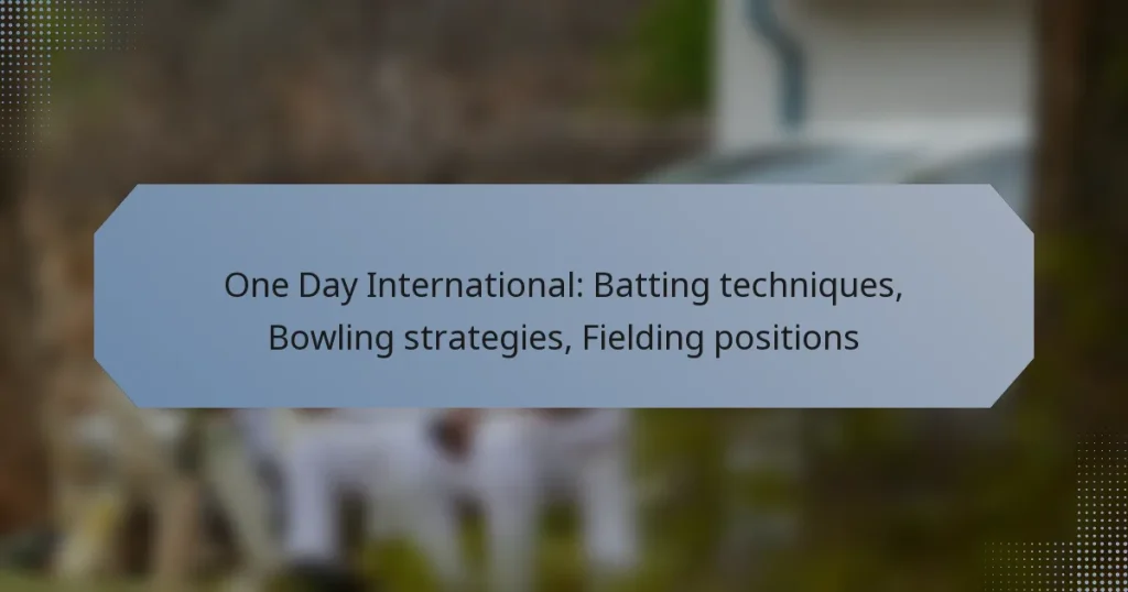 One Day International: Batting techniques, Bowling strategies, Fielding positions