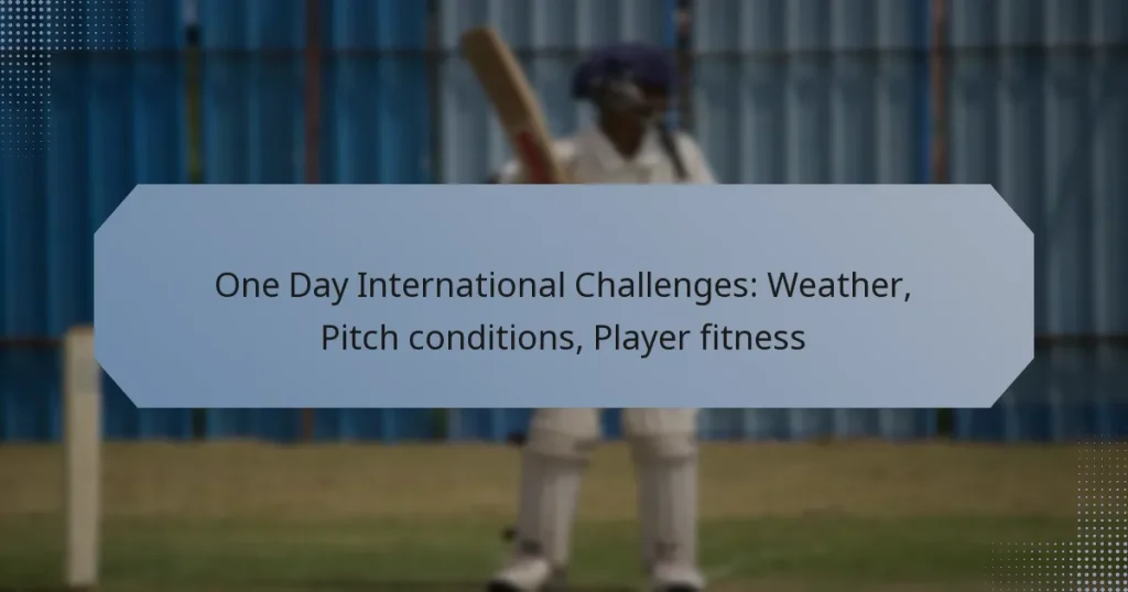 One Day International Challenges: Weather, Pitch conditions, Player fitness