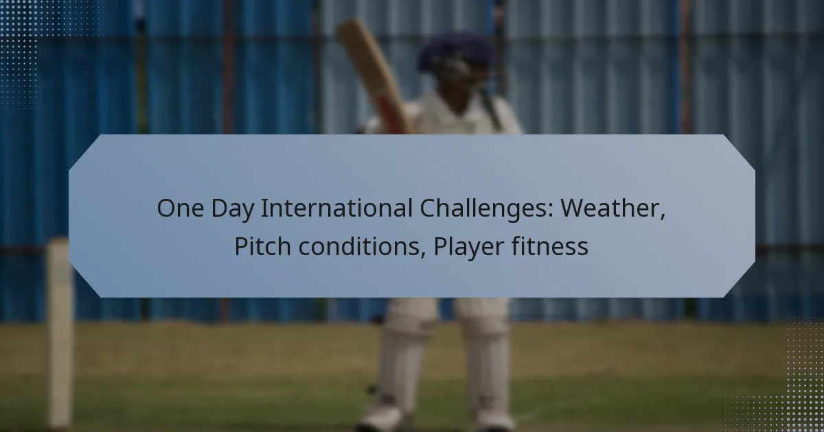One Day International Challenges: Weather, Pitch conditions, Player fitness