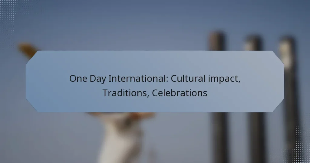 One Day International: Cultural impact, Traditions, Celebrations