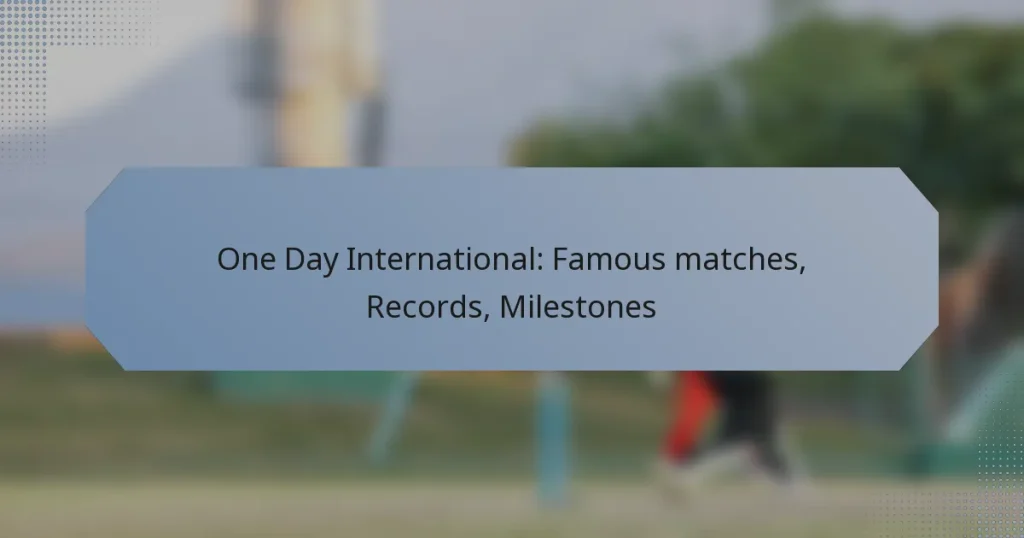 One Day International: Famous matches, Records, Milestones