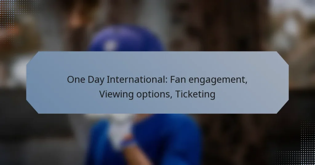 One Day International: Fan engagement, Viewing options, Ticketing