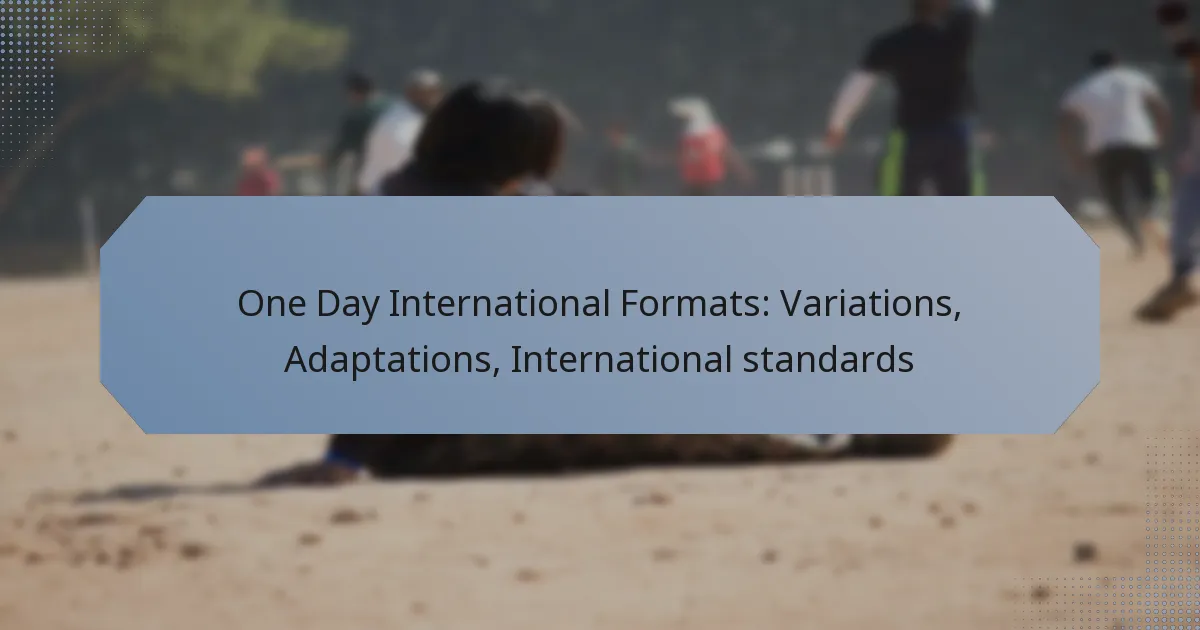 One Day International Formats: Variations, Adaptations, International standards
