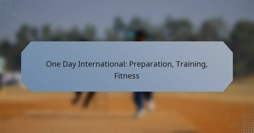 One Day International: Preparation, Training, Fitness
