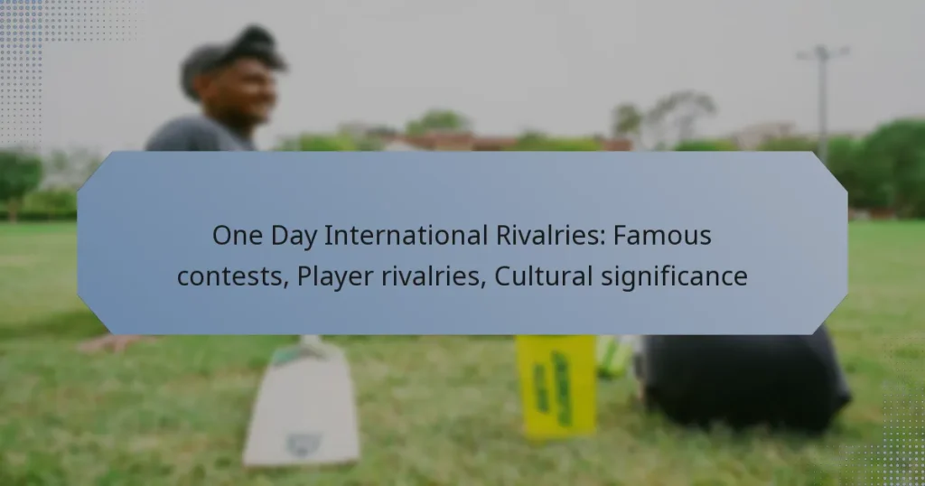 One Day International Rivalries: Famous contests, Player rivalries, Cultural significance
