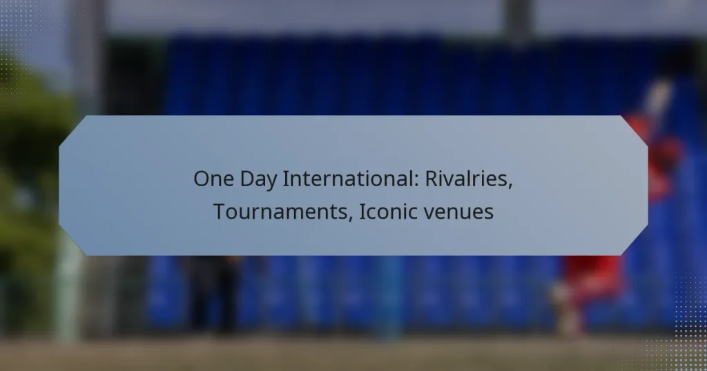 One Day International: Rivalries, Tournaments, Iconic venues