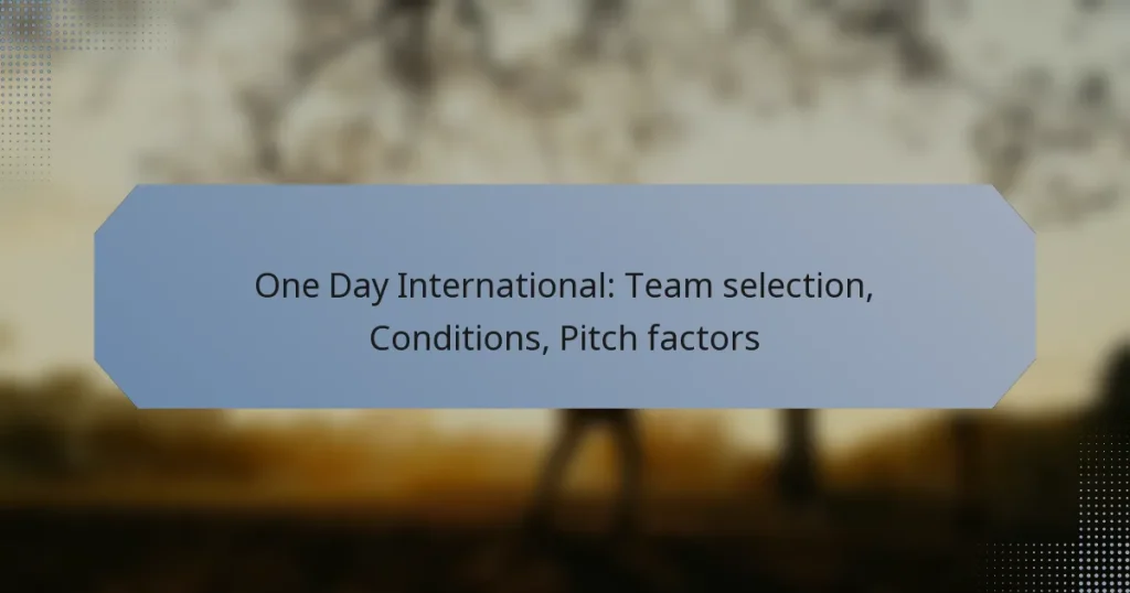 One Day International: Team selection, Conditions, Pitch factors