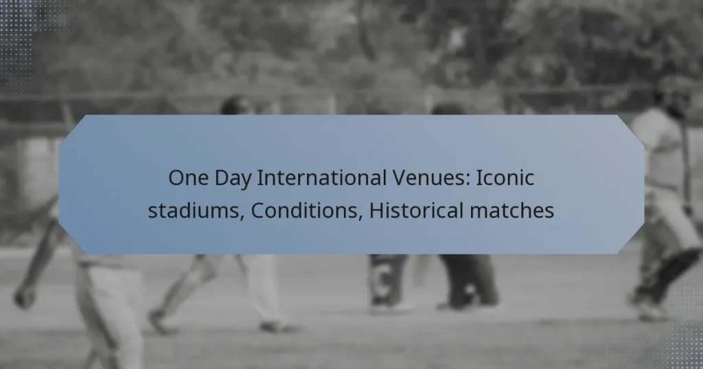 One Day International Venues: Iconic stadiums, Conditions, Historical matches