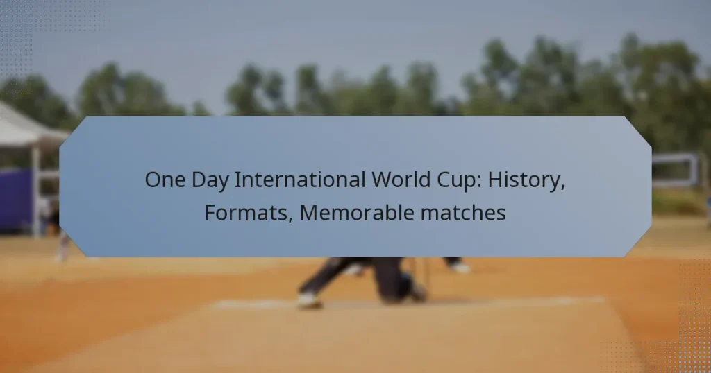 One Day International World Cup: History, Formats, Memorable matches