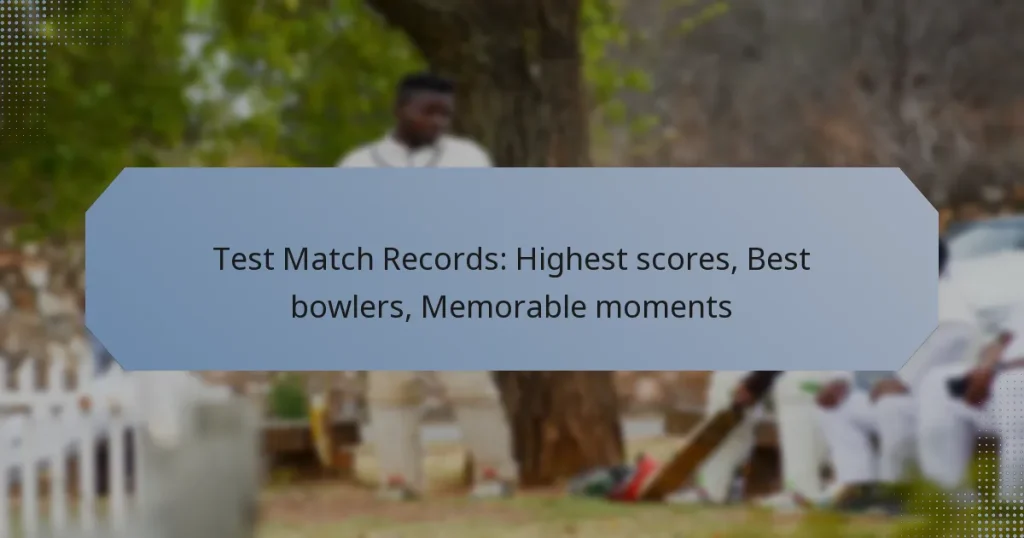 Test Match Records: Highest scores, Best bowlers, Memorable moments