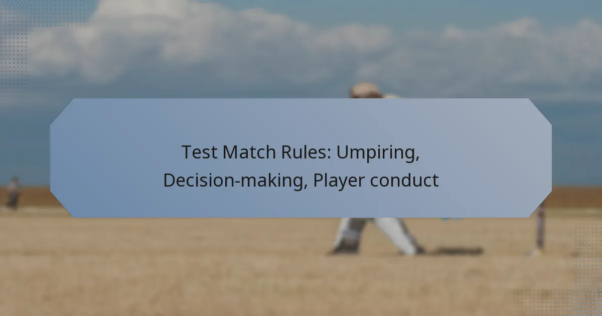 Test Match Rules: Umpiring, Decision-making, Player conduct