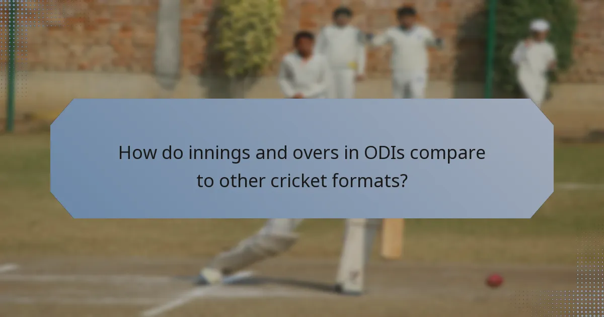 How do innings and overs in ODIs compare to other cricket formats?
