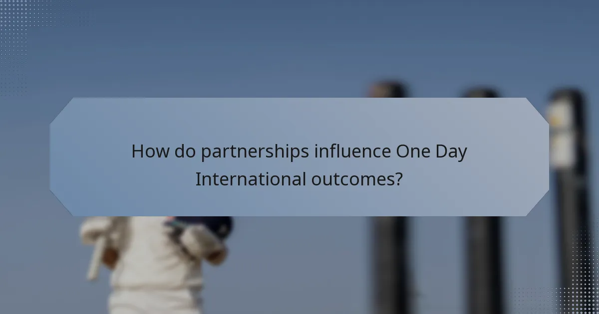 How do partnerships influence One Day International outcomes?