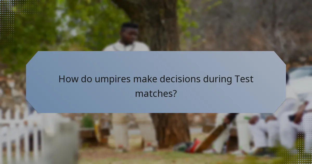How do umpires make decisions during Test matches?