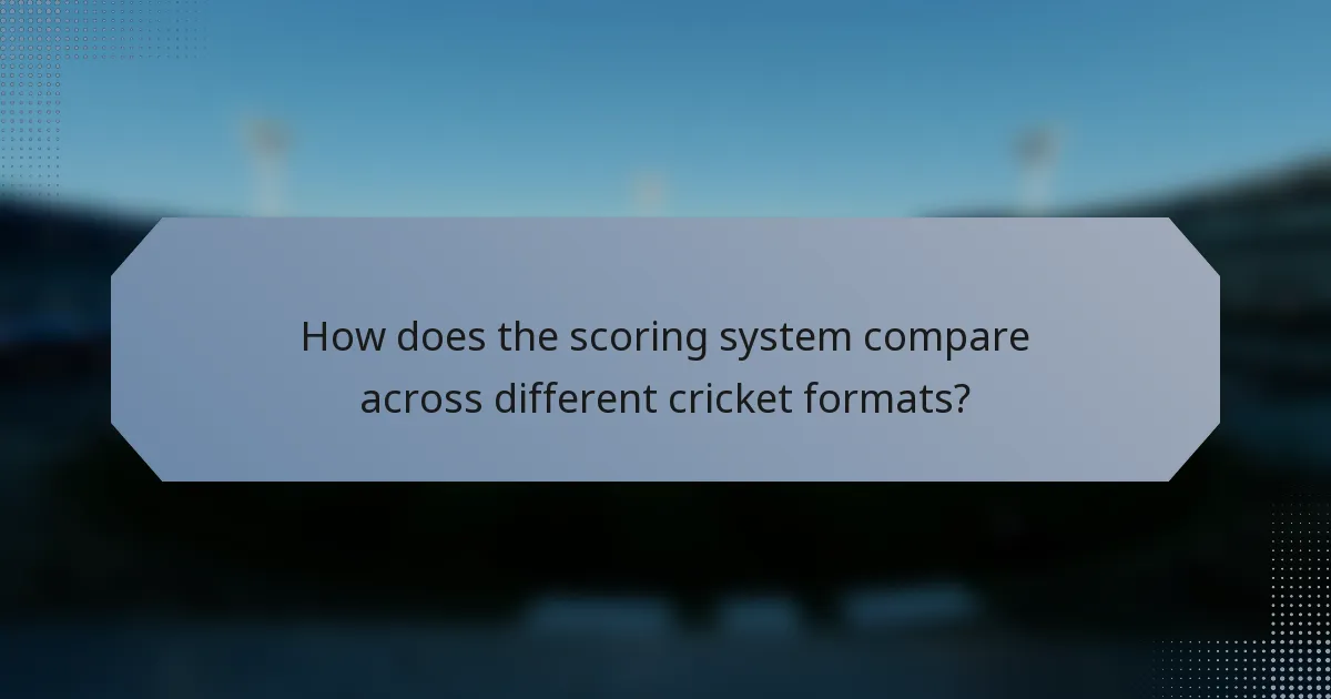 How does the scoring system compare across different cricket formats?