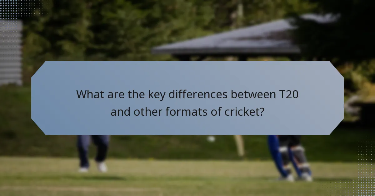 What are the key differences between T20 and other formats of cricket?