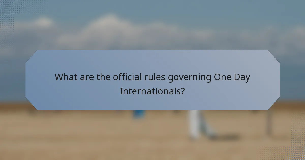 What are the official rules governing One Day Internationals?