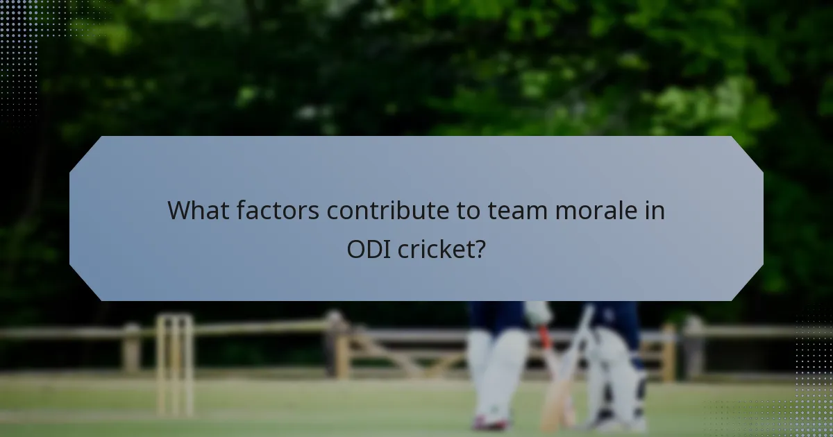 What factors contribute to team morale in ODI cricket?
