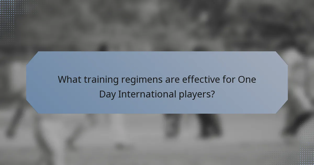 What training regimens are effective for One Day International players?